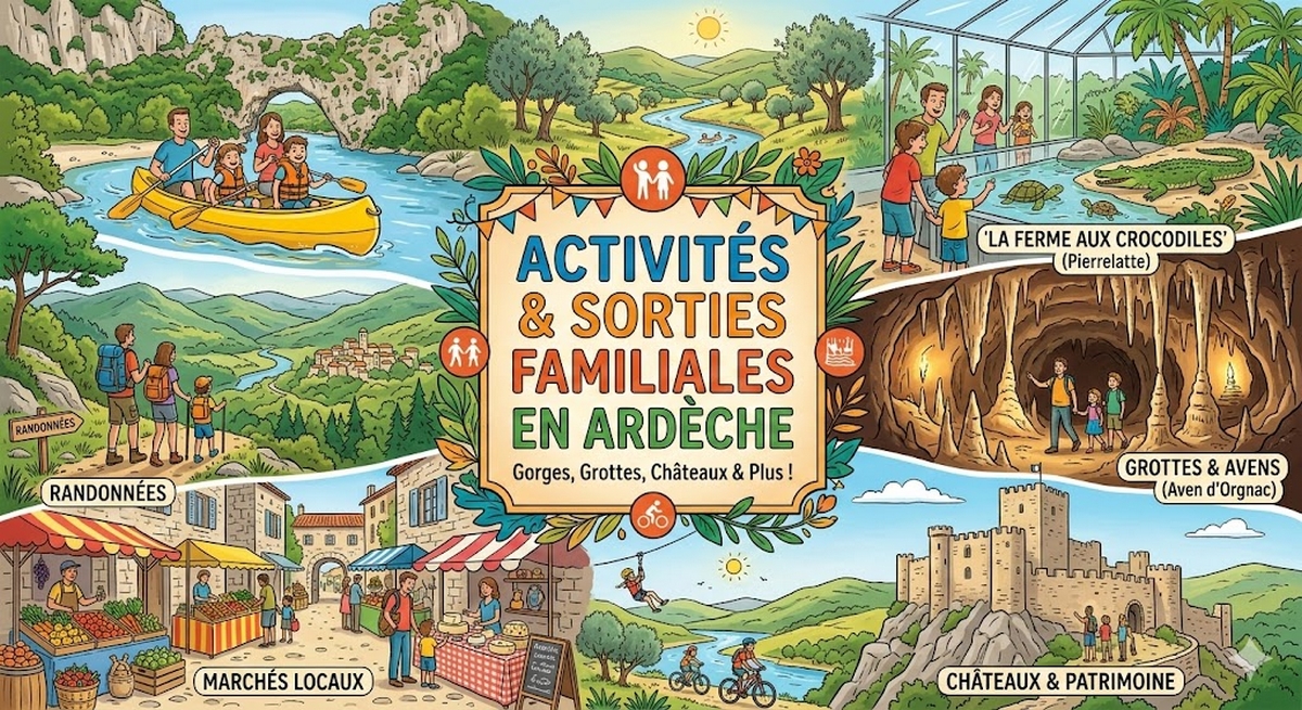 Map of actual distances between Camping Les Truffières and Ardèche attractions