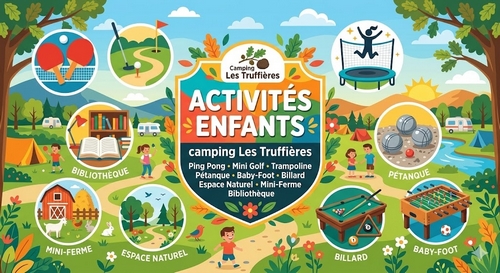 Carte des activités et parcs de loisirs familiaux autour du camping Les Truffières à Saint-Marcel-d'Ardèche.