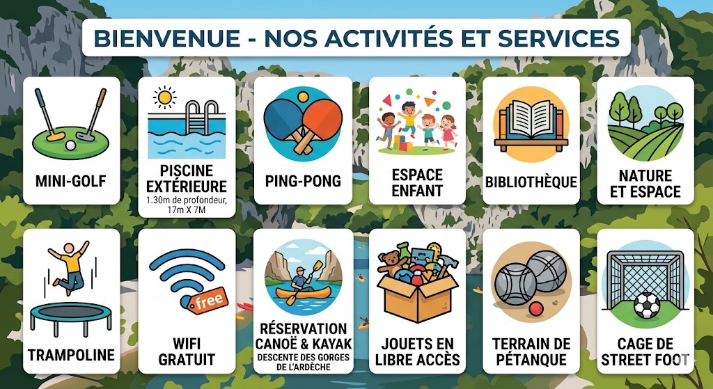 Zonas de juego y actividades directamente en el camping