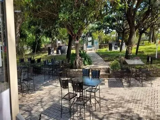 Shaded terrace at L'Oustaou restaurant
