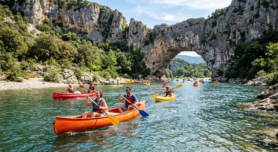 Kano-afdaling in de Gorges de l'Ardèche