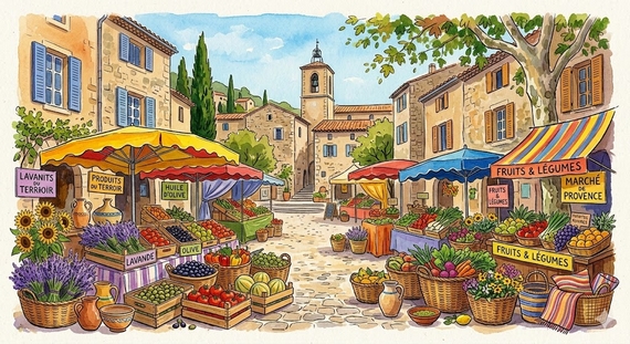 Marché de producteurs locaux en Provence occitane