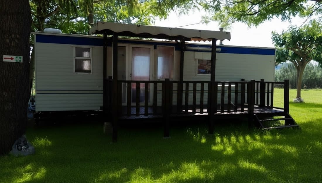 Vermietung eines traditionellen Mobilheims mit 2 Schlafzimmern in ruhiger Lage in der Ardèche auf dem Campingplatz Les Truffières