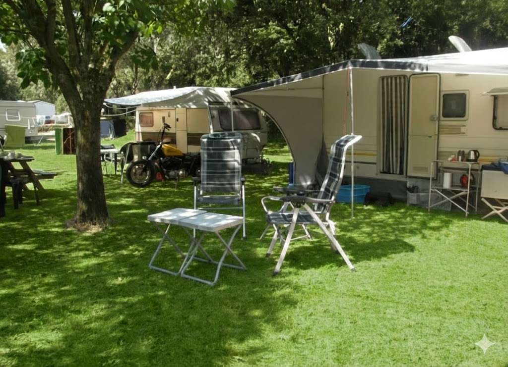 caravan pitch at a campsite in Ardèche
